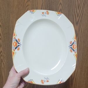 Vintage  12x10"  Cream and Orange Floral Platter